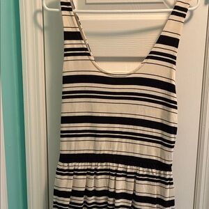 J. Crew Factory Black and Cream Striped Mini Dress